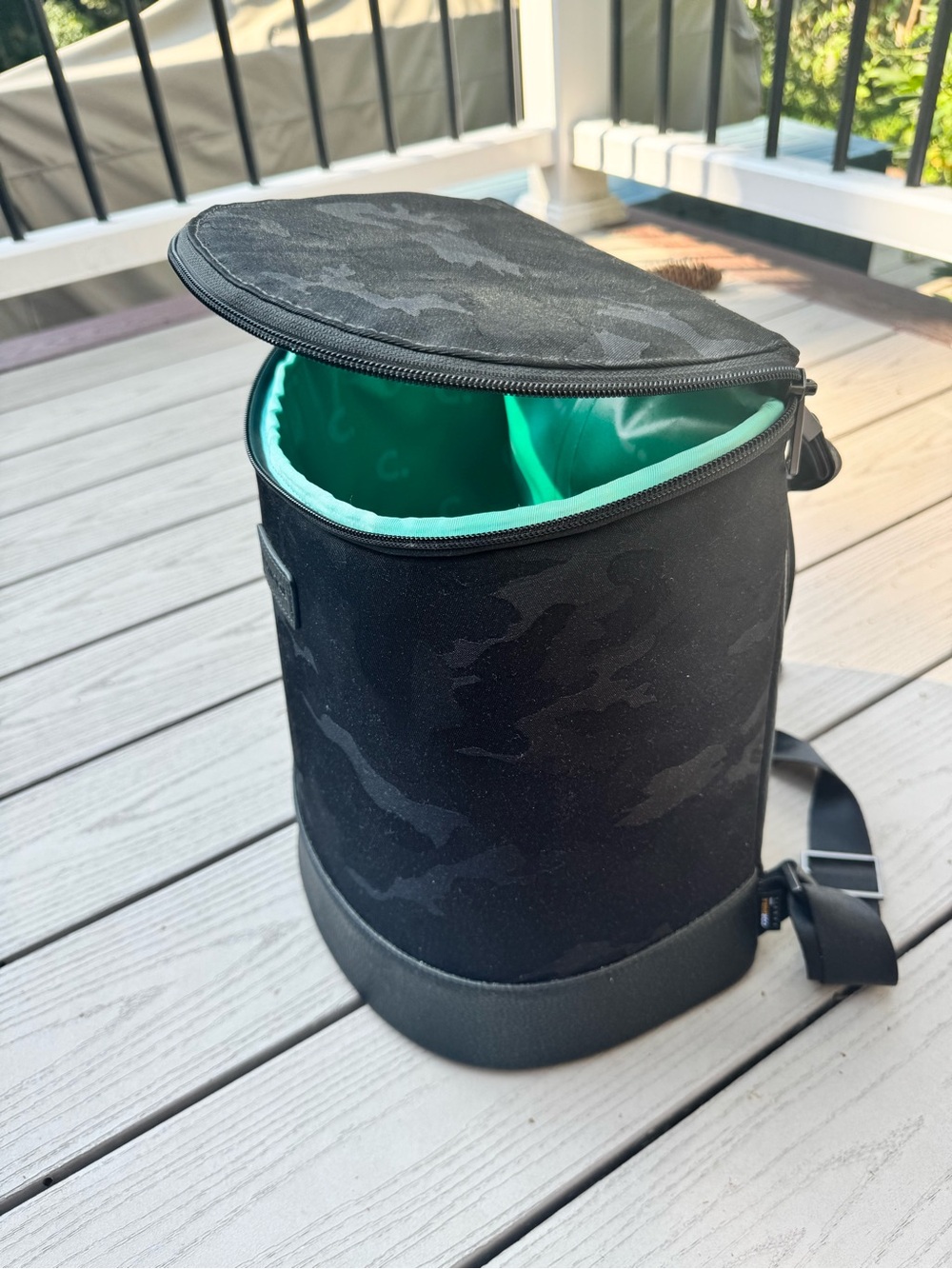 Corkcicle Black Camo Insulated Backpack Cooler with Teal Interior - like new
